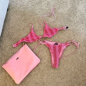 Triangl Swimwear Pink Crochet Bikini